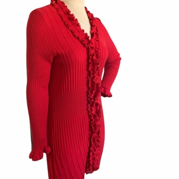 Nygard Collection  Sweater Dress Knit Ruffle Button Front Sz 6-8 #232E - Picture 2 of 7